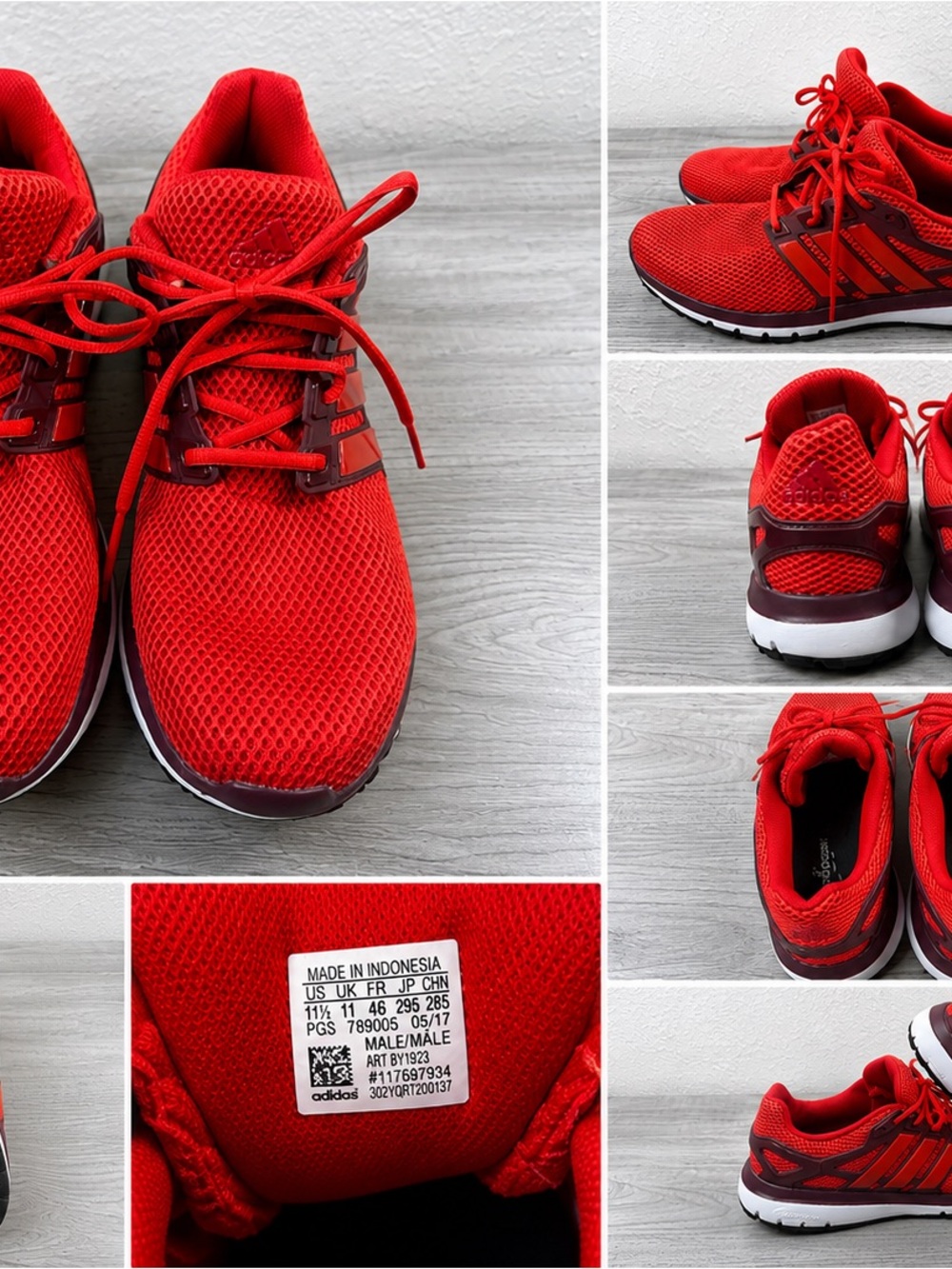 Adidas Cloudfoam Red Running Shoes Men’s Size 11.5 Lightweight Sneakers